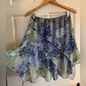 Free People “Milly” Blue and Green Floral Skirt
